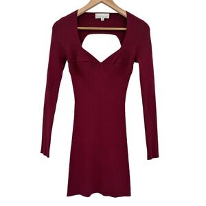 Fleur du Mal Womens Ribbed Knit Cutout Mini Dress Burgundy Small